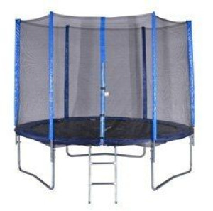 trampolina czarno-niebieska ogrodowa z siatką 180 cm