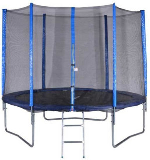 trampolina ogrodowa czarno-niebieska z siatką