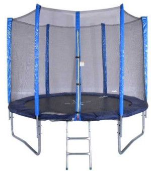trampolina ogrodowa czarno-niebieska z siatką 250 cm