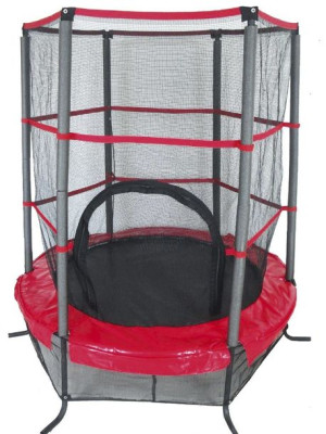 trampolina z siatką czarno-czerwona o śr. 137 cm