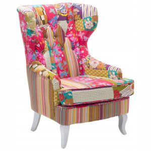 Fotel Uszak Patchwork Wielokolorowy Molde Lumarko!