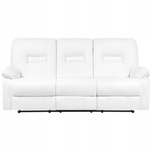 Sofa Z Funkcją Relaksu 3-osobowa Ekoskóra Biała Be