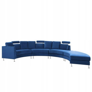 Sofa Półokrągła 7-osobowa Modułowa Welurowa Niebie