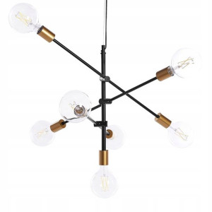Lampa Wisząca 7-punktowa Metalowa Czarna Cremera L