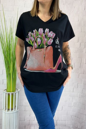 Bluzka Bawełniana T-shirt Plus Size Wawa Czarna Uni