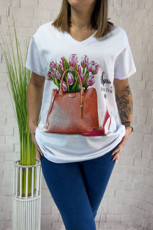 Bluzka Bawełniana T-shirt Plus Size Wawa Biała Uni