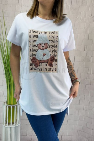 Bluzka Bawełniana T-shirt Plus Size Wawa Miś Uni