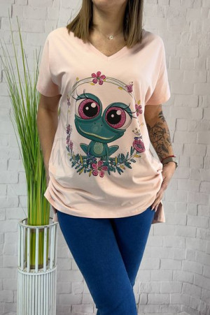 Bluzka Bawełniana T-shirt Plus Size Wawa Różowa Uni