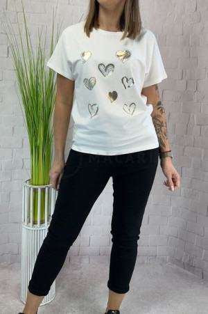 Bluzka T-shirt Z Krótkim Rękawem Megi Biała L/xl