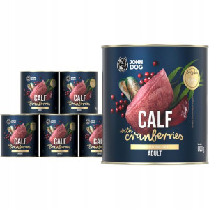 John Dog BERRY ADULT CIELĘCINA z żurawiną 6x800g