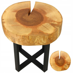 Mały stolik loft drewniany plaster drewna