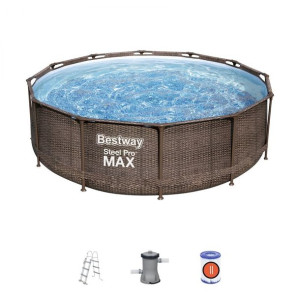Basen stelażowy Steel Pro MAX 366x100 Brązowy 12FT BESTWAY 4w1 + Pompa