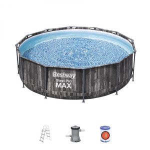 Basen stelażowy Steel Pro MAX 366x100 Imitacja Drewna 12FT BESTWAY 4w1