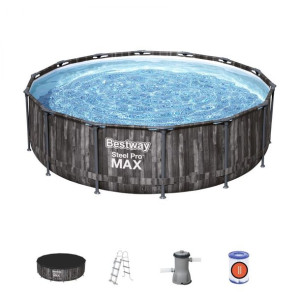 Basen stelażowy Steel Pro MAX 427x107 Imitacja Drewna 14FT BESTWAY 5w1