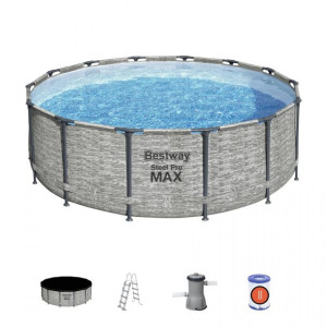 Basen stelażowy Steel Pro MAX 427x122 Imitacja Kamienia 14FT BESTWAY 5w1