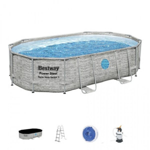 Basen stelażowy Power Steel Swim Vista z oknem 488x305x107 16x10FT BESTWAY