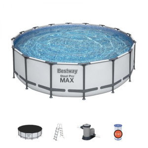 Basen stelażowy Steel Pro MAX 488x122 Szary 16FT BESTWAY 5w1 + Drabinka