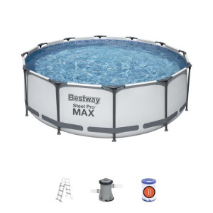 Basen stelażowy Steel Pro MAX 366x100 Szary 12FT BESTWAY 4w1 + Pompa Filtr