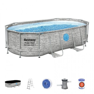 Basen stelażowy Power Steel Swim Vista z oknem 427x250x100 14x8FT BESTWAY
