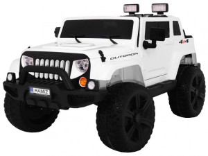 Auto na akumulator Mighty Jeep dla dzieci Biały + 2-osobowy + Napęd 4x4