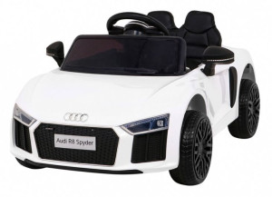 Audi R8 na akumulator dla dzieci Biały + Pilot + EVA + Wolny Start + MP3