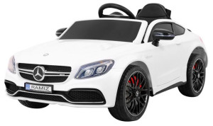Mercedes Benz C63 AMG dla dzieci Biały + Pilot + 5-pkt pasy + EVA