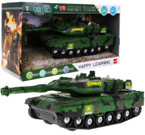 Interaktywny Czołg dla dzieci 3+ zielony + Ruchome elementy +Napęd friction