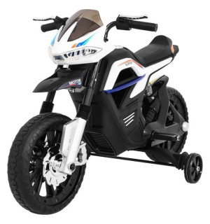 Motor Night Rider na akumulator dla dzieci Biały + Kółka pomocnicze + MP3