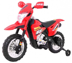 Motorek Cross dla dzieci Pojazd na akumulator Czerwony + Pomocnicze kółka