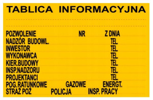 Tablica Budowlana Informacyjna Na Budowe 60x40