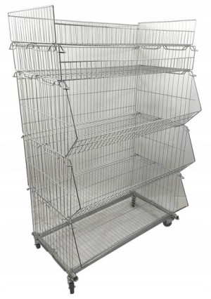 Regał Koszowy Sklepowy Z Nadstawkami + Kółka 100cm