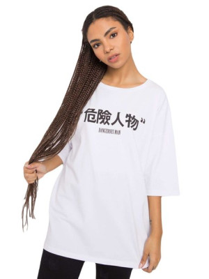 RUE PARIS Biały t-shirt z printem L/XL