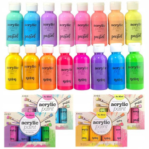 Farby Akrylowe Neon Pastel Zestaw 16x80ml Premium