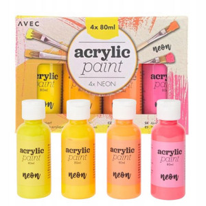 Farby Akrylowe Neonowe Neon Zestaw 4 X 80ml