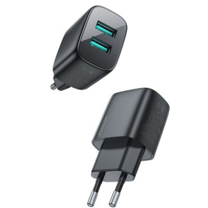 Joyroom szybka ładowarka sieciowa 2x USB 2,4 A czarna (L-2A123)