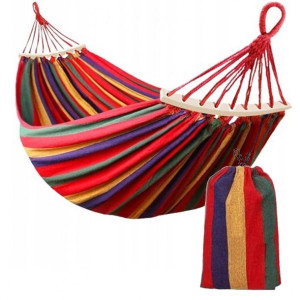 Hamak ogrodowy dwuosobowy DREWNIANY STELAŻ 260 x 160 cm XXL KR22WZ5