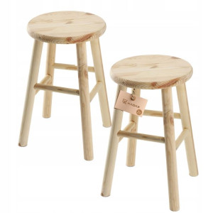 Kadax Taboret Drewniany Stołek Krzesło 46cm 2szt