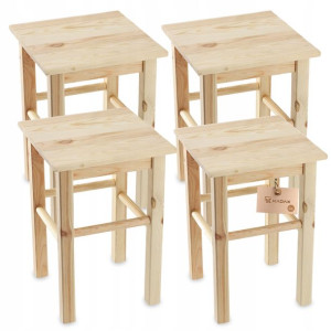Kadax Taboret Drewniany Stołek Krzesło 44cm 4szt