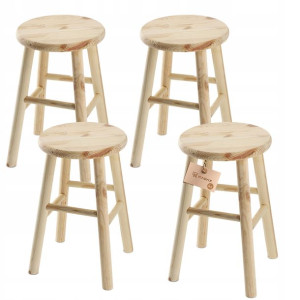 Kadax Taboret Drewniany Stołek Krzesło 46cm 4szt