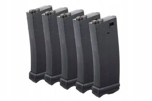 Zestaw 5 magazynków mid-cap do M4/M16 - 190 kulek