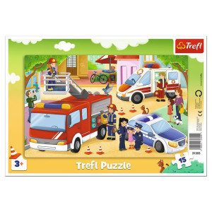 Puzzle Trefl 15 31355 ramka pojazdy interwencyjne