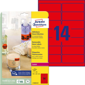 Usuwalne Etykiety Neonowe Avery 99,1x38,1