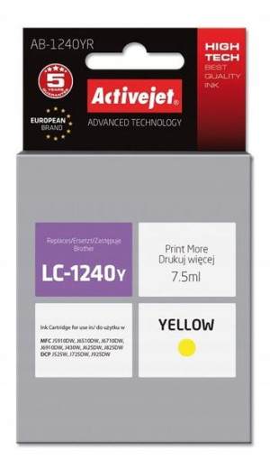 Tusz Activejet AB-1240YR do Brother LC1240Y/1220Y;