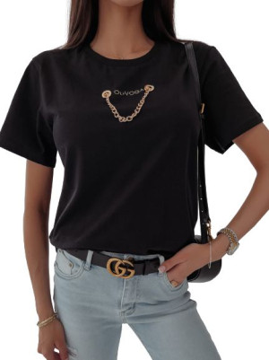 T-shirt damski OLAVOGA LENA czarny - M