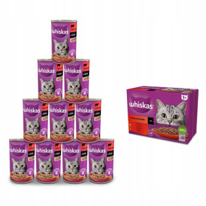 WHISKAS Adult puszka Wołowina 24x400g + GRATIS