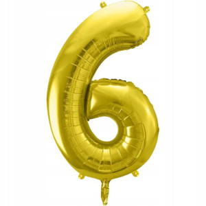 Balon foliowy cyfra 6 złoty 86 cm XXL