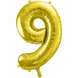 Balon foliowy cyfra 9 złoty 86 cm XXL