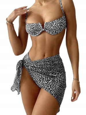 Strój Kąpielowy 3-częściowy Bikini Spódniczka L