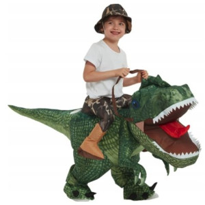 Dziecięcy Dmuchany Strój Dinozaur T-rex Zielony S