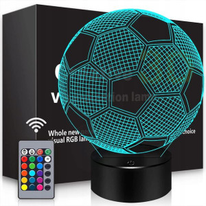 Lampka Nocna Piłka Nożna 3d Led Kolory + Pilot